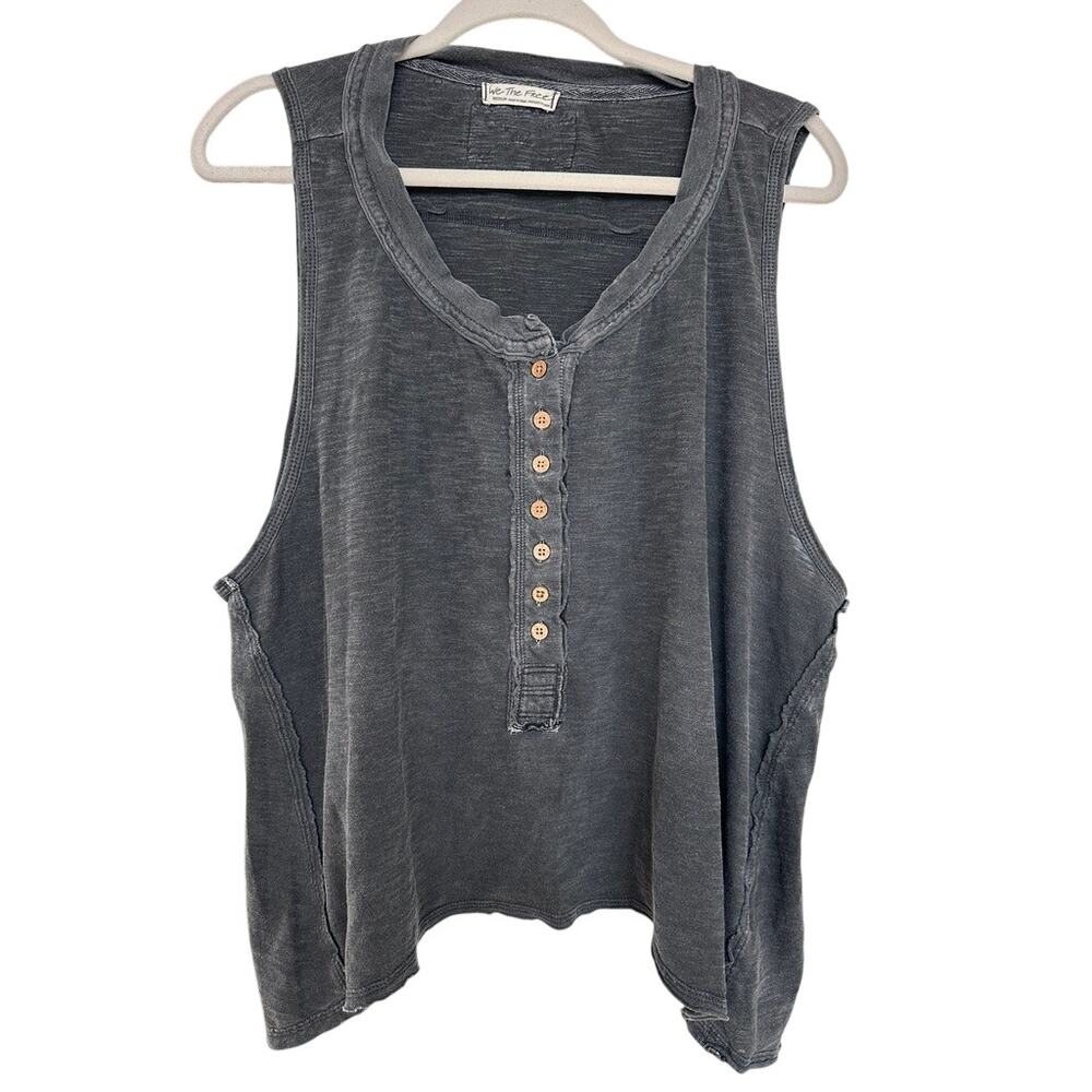 Free People We The Free  Josie Henley Sleeveless FlowyTank Gray Size M Like New